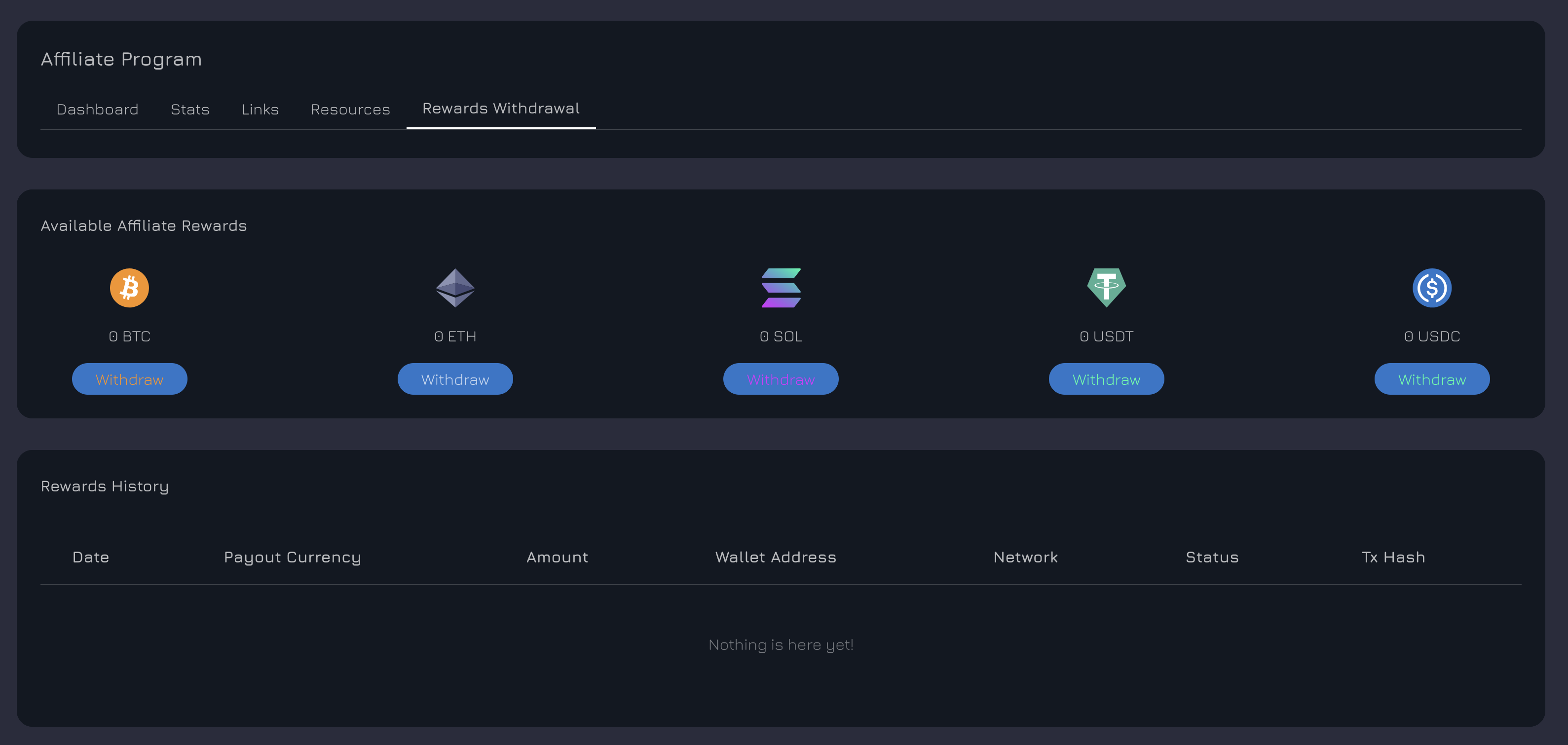 Rewards Withdrawal - Multiple Crypto Payout Options